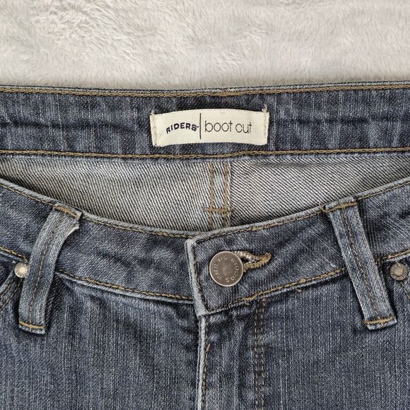 Riders Boot Cut Denim Jeans Womens 12 Long Blue Mid Rise Dark Wash - Picture 4 of 9